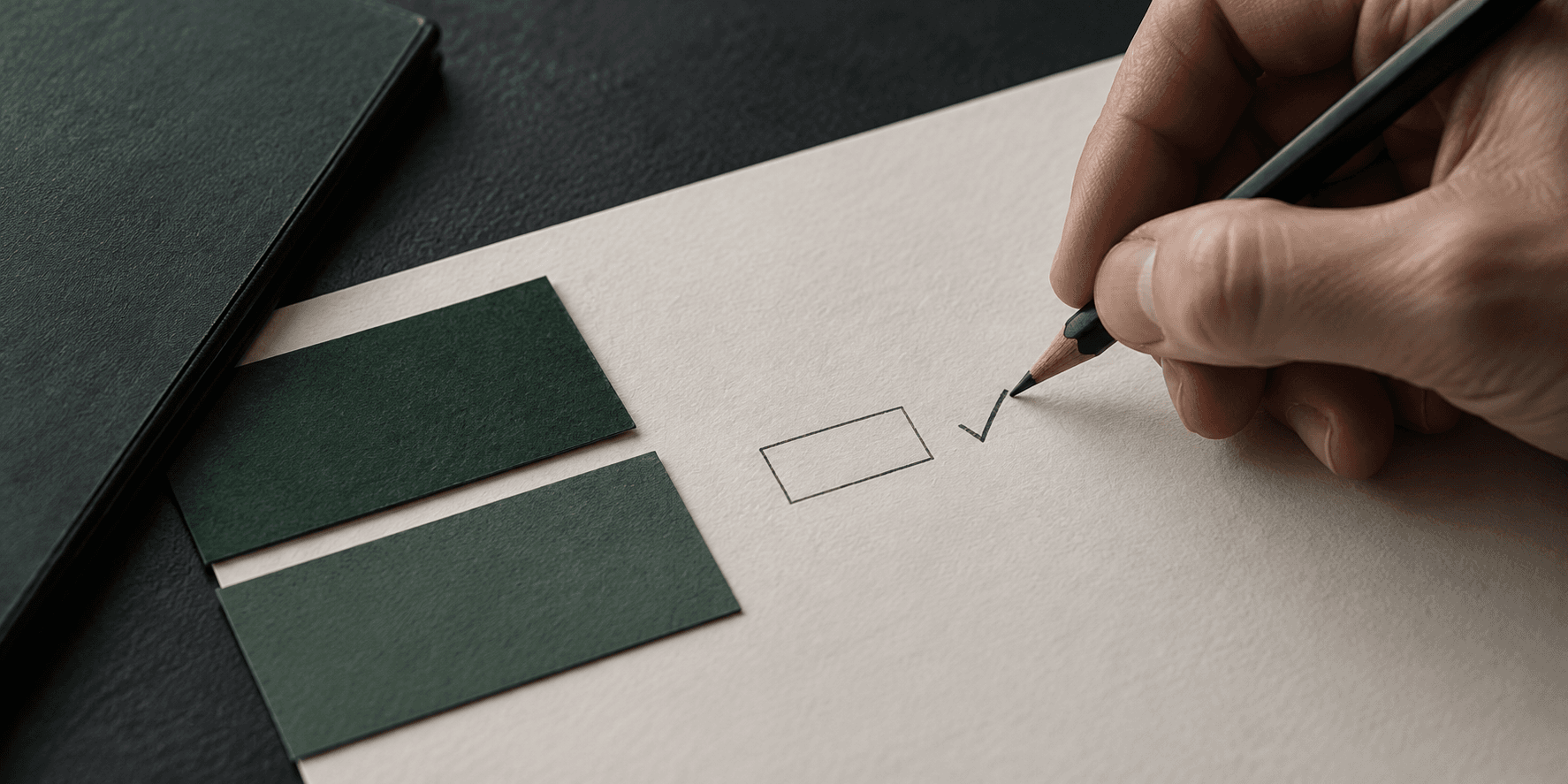 Un point de travail validé au crayon sur une feuille.